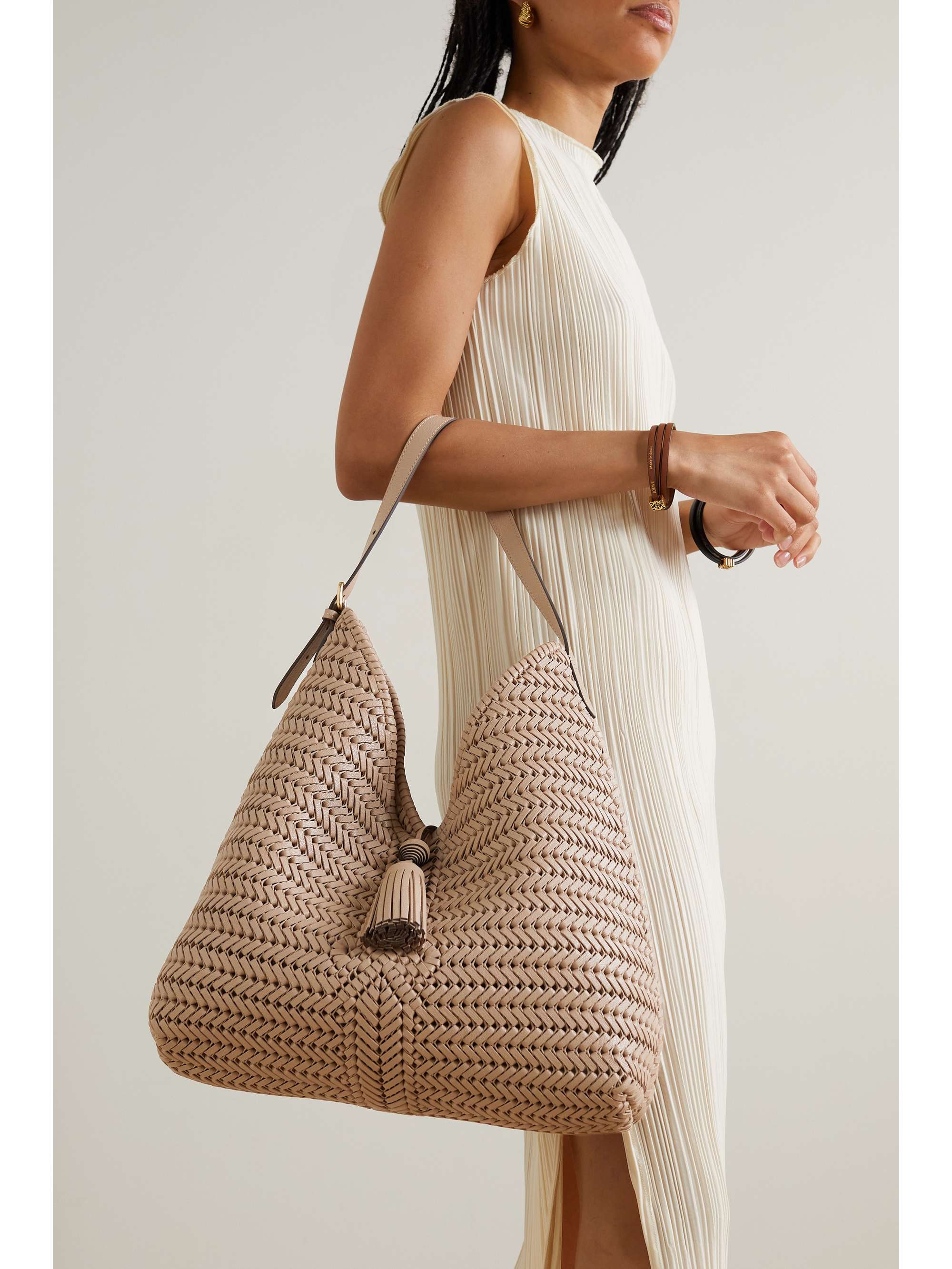The Neeson tasseled woven leather tote