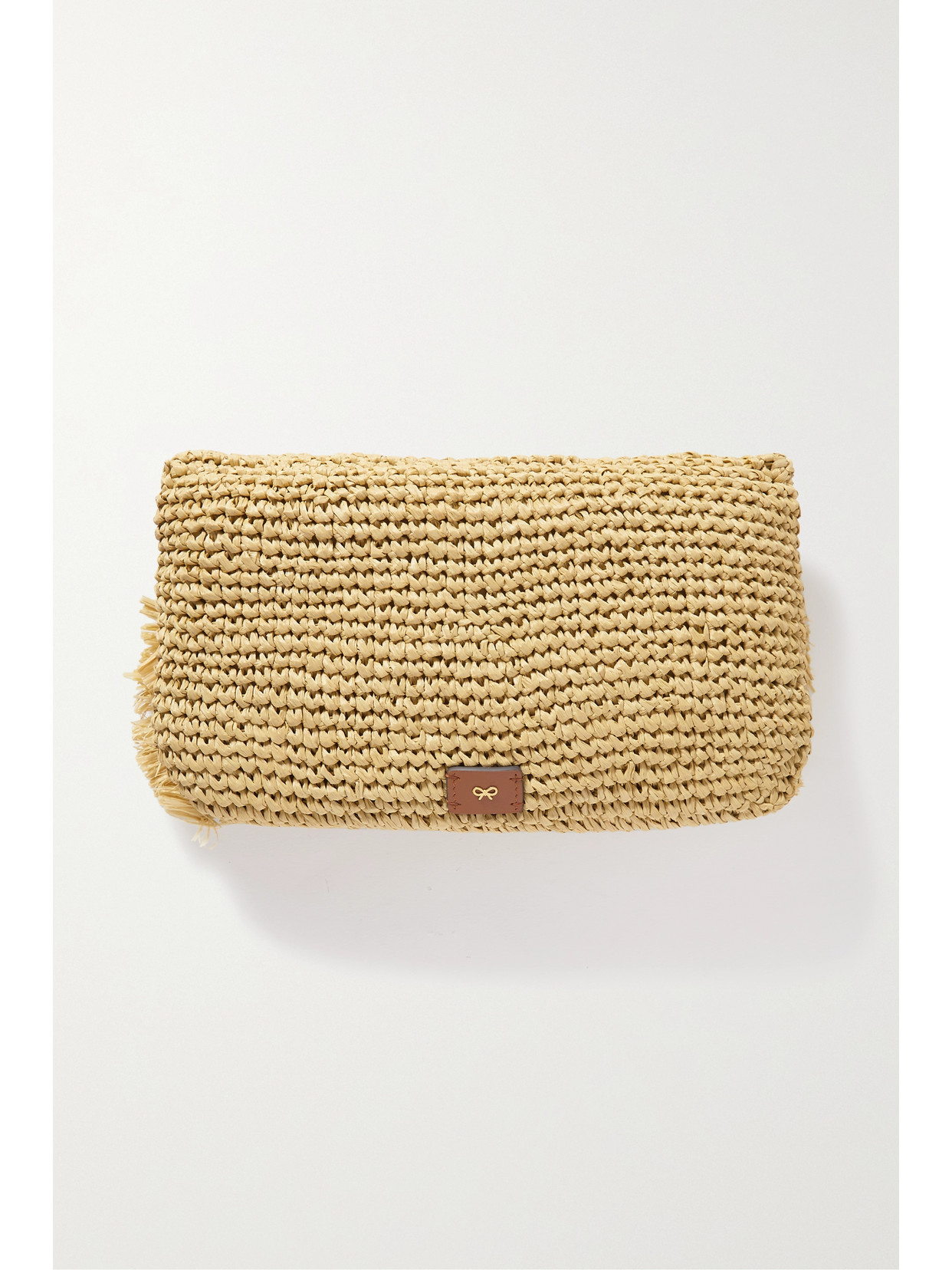 Anya Hindmarch Bow-detail Raffia Clutch Bag In Neutrals