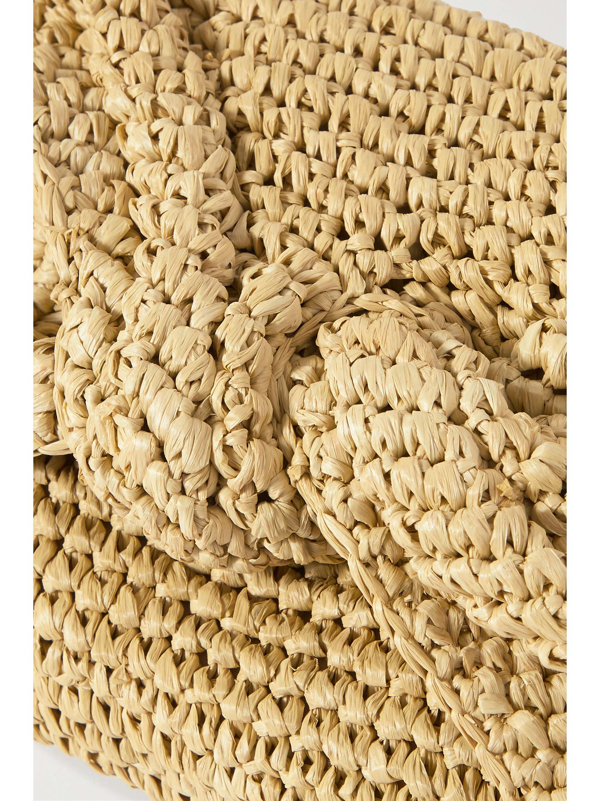 ANYA HINDMARCH Bow fringed raffia clutch