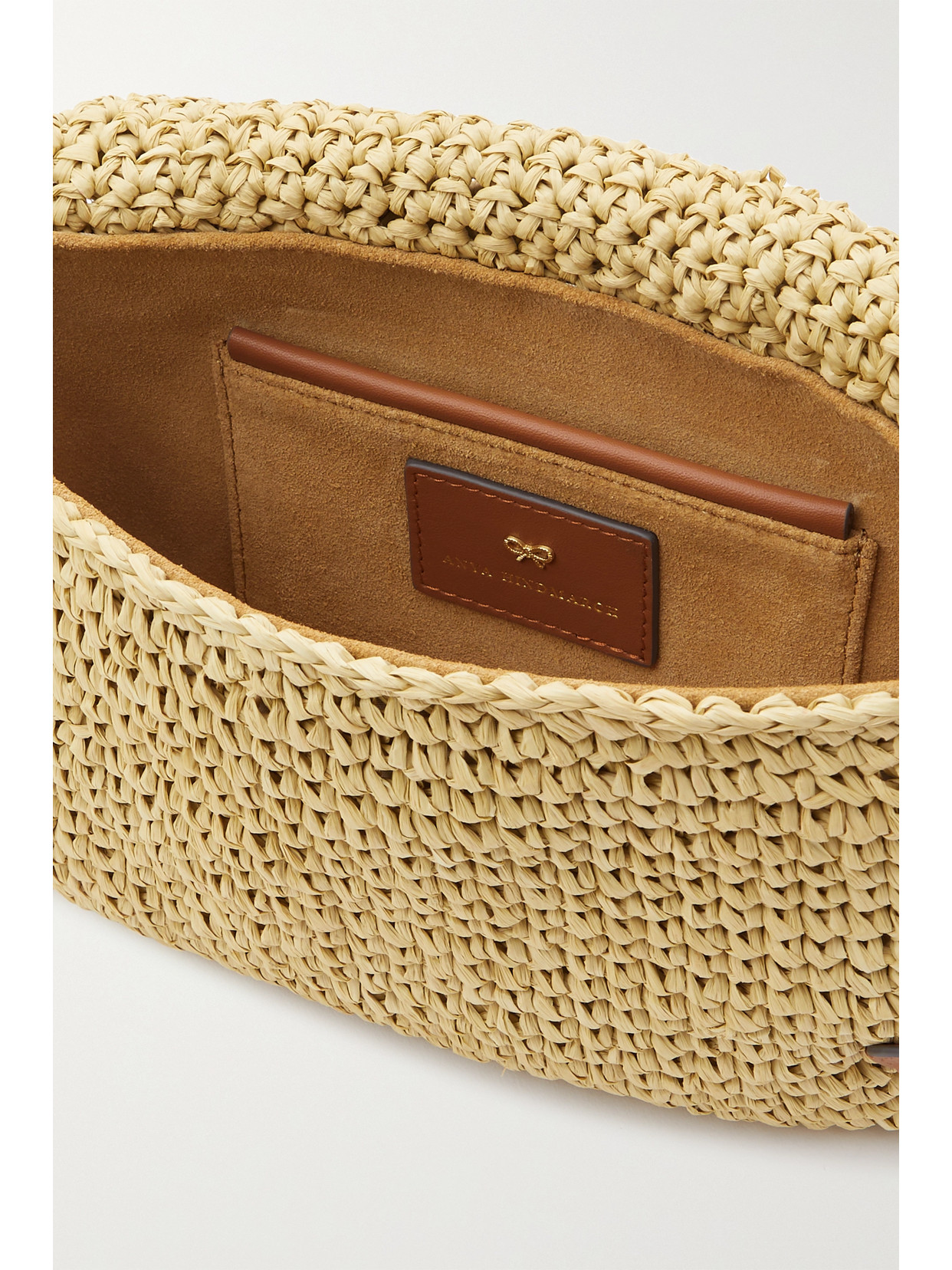 Anya Hindmarch Bow-detail Raffia Clutch Bag In Neutrals