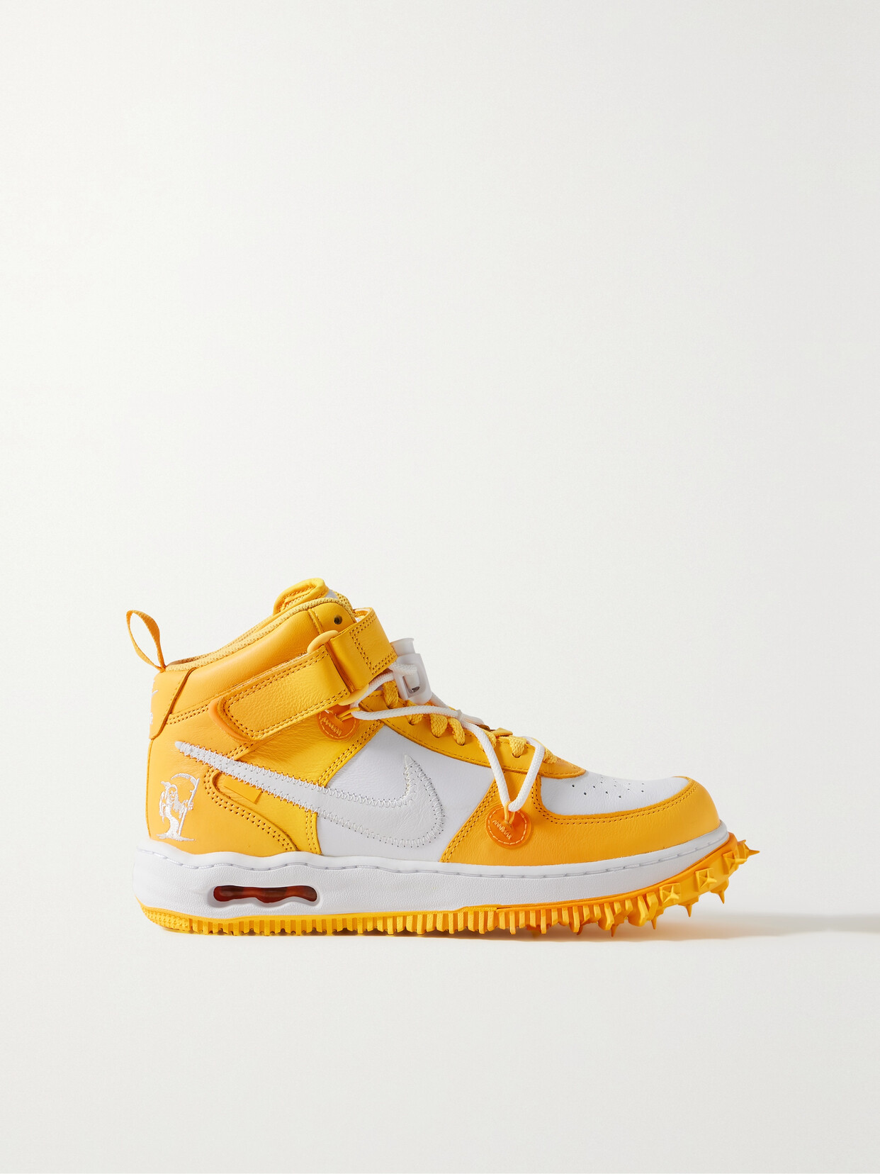 Shop Nike + Off-white Air Force 1 Leather High-top Sneakers In Yellow