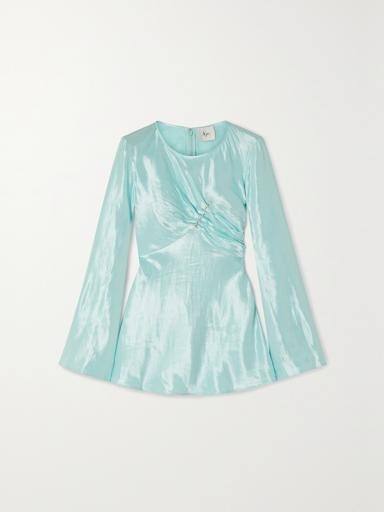 Aje - Moonglade Embellished Gathered Linen-blend Top - Blue