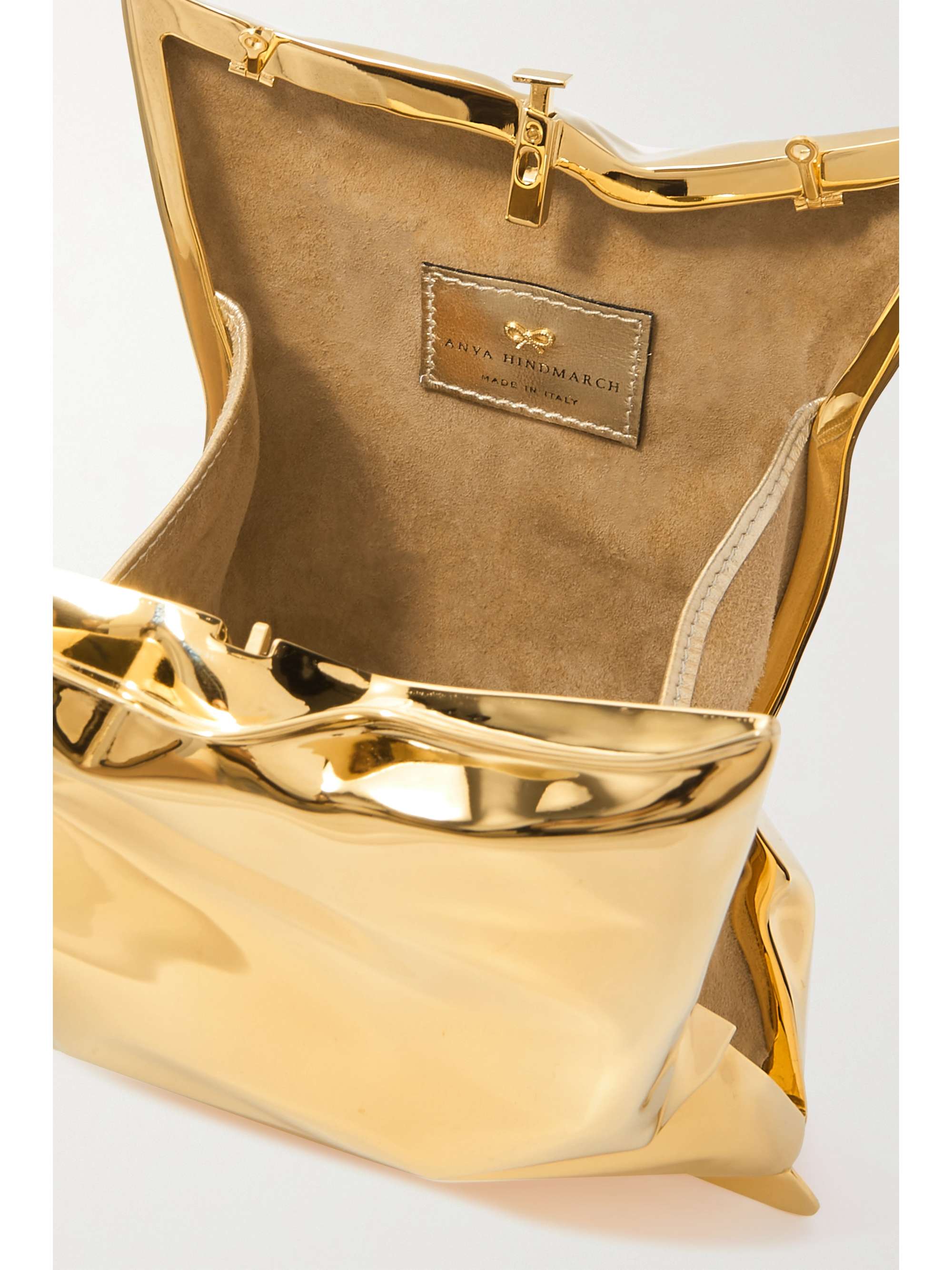 ANYA HINDMARCH Crisp Packet gold-tone clutch