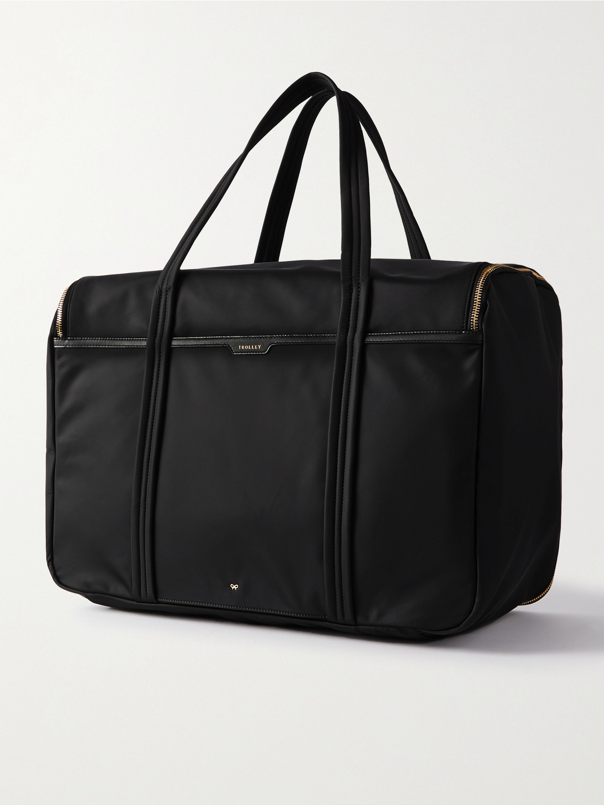 Shop Anya Hindmarch + Net Sustain Mobile Wardrobe Leather-trimmed Econyl Travel Case In Black