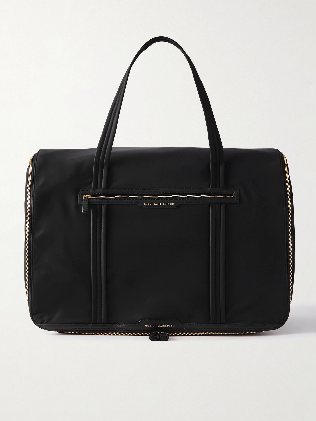 Shop Anya Hindmarch + Net Sustain Mobile Wardrobe Leather-trimmed Econyl Travel Case In Black