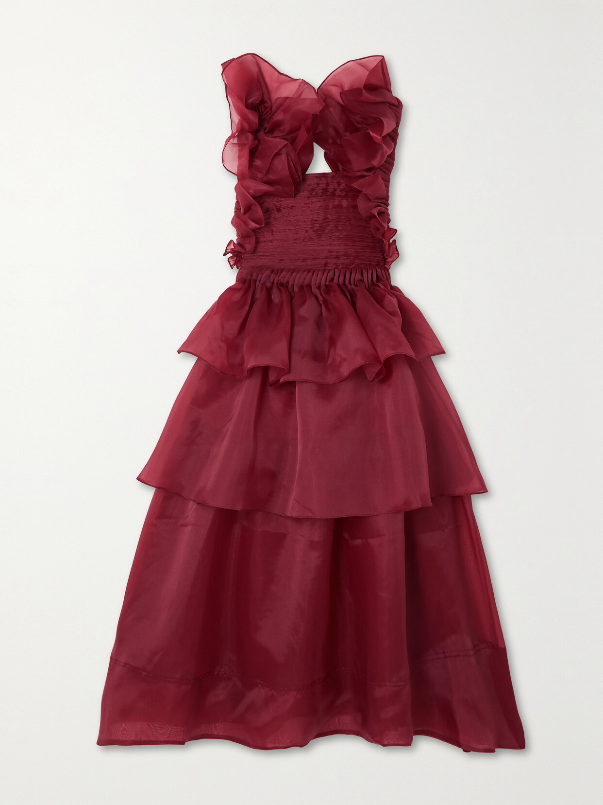 AJE ASRA RUFFLED TIERED ORGANZA MIDI DRESS