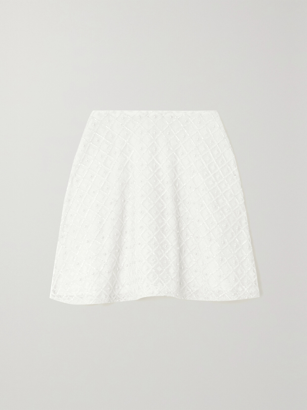 AJE FREYA FAUX PEARL-EMBELLISHED EMBROIDERED TULLE MINI SKIRT