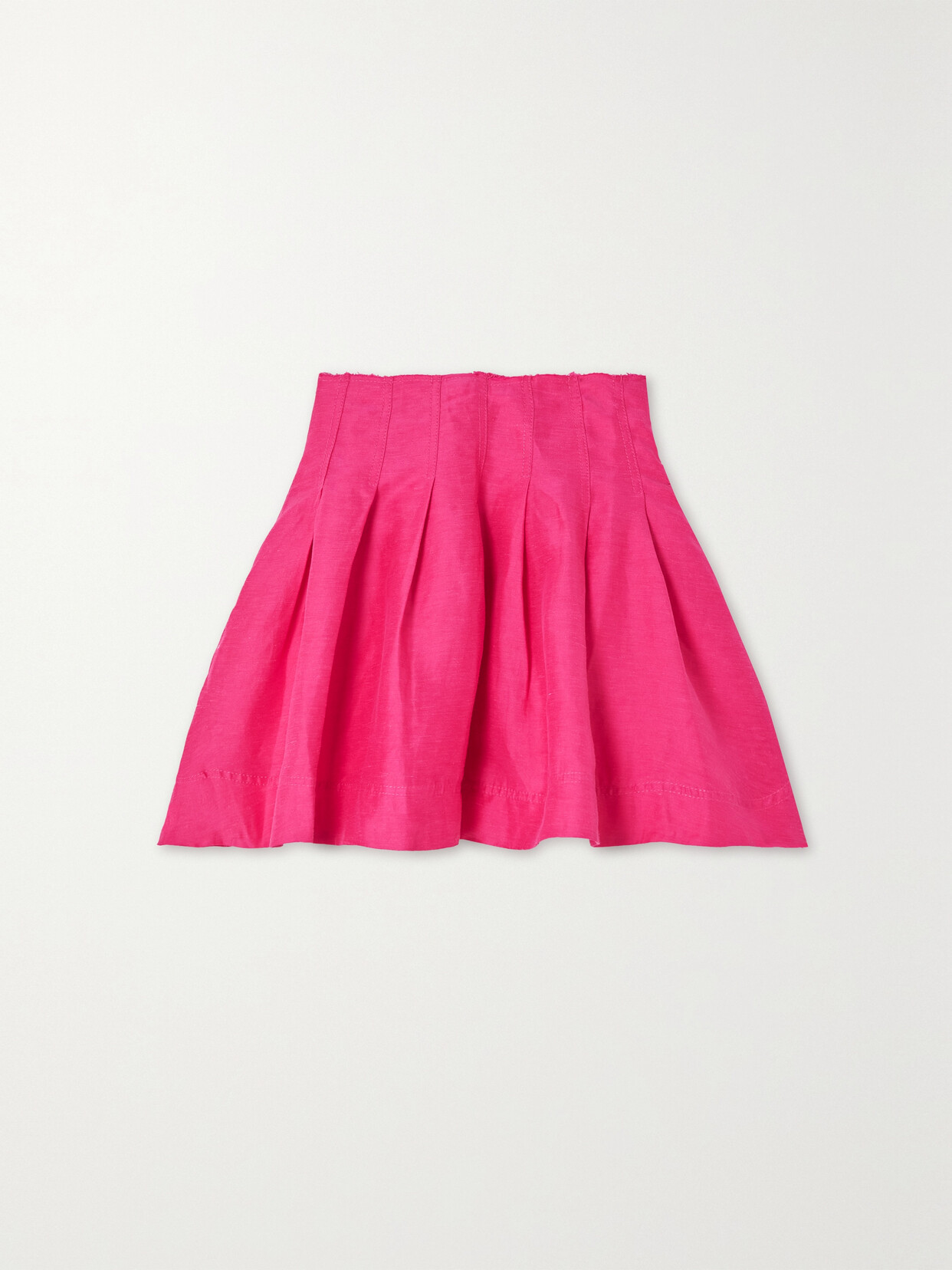 AJE SHEILA FRAYED PLEATED LINEN-BLEND MINI SKIRT