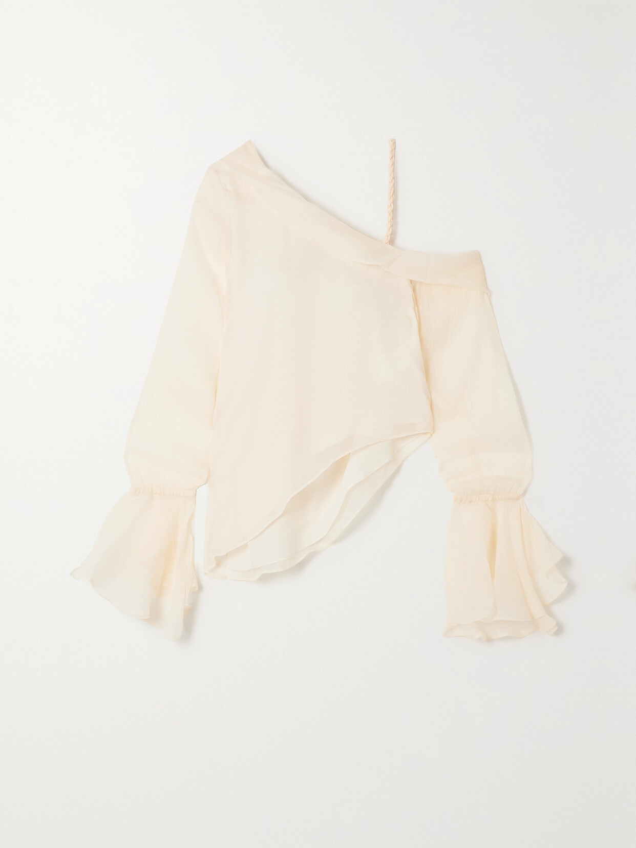 Aje - Edith One-shoulder Ruffled Crepon Blouse - Cream