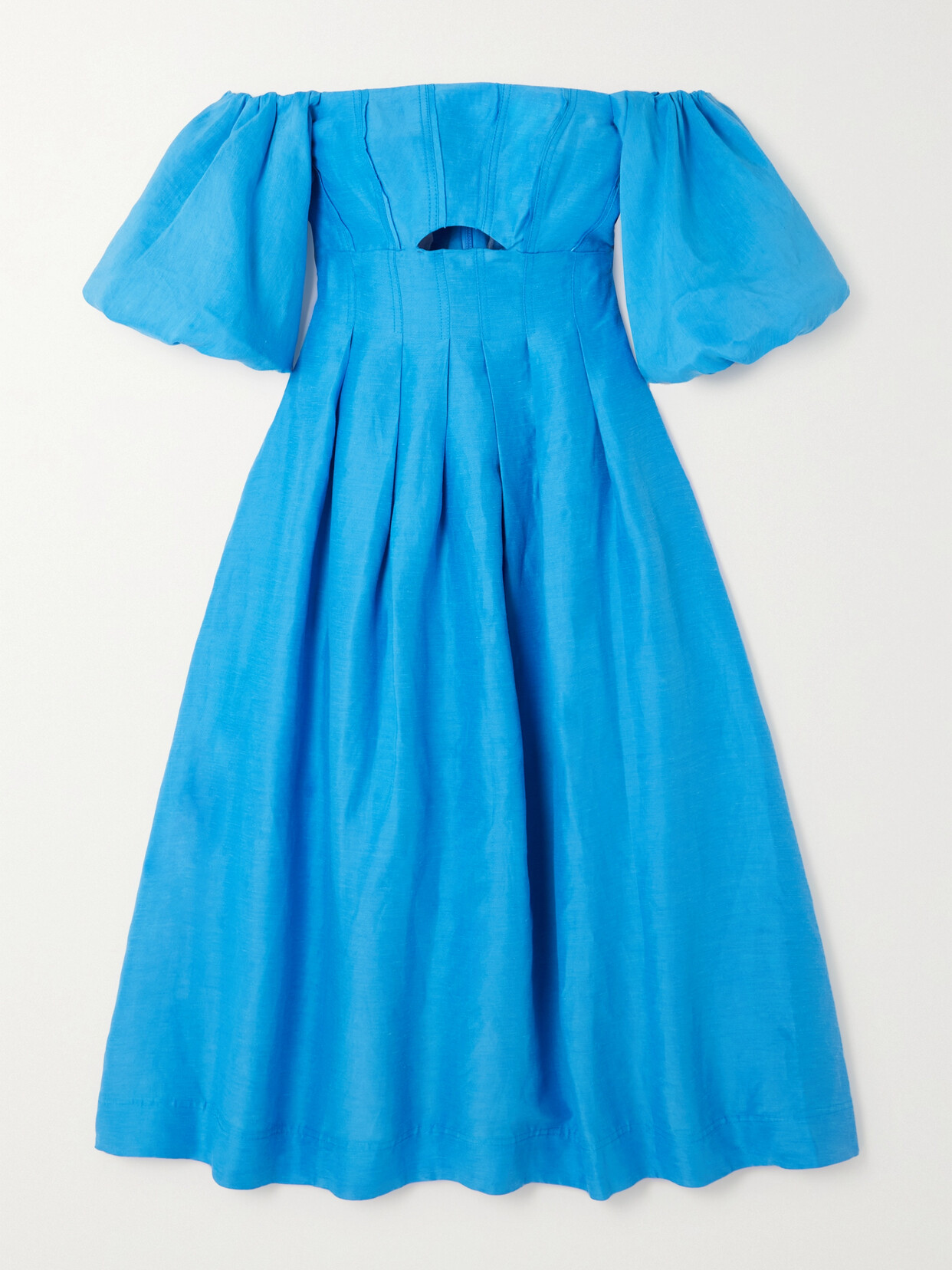 Aje Eugenie Off-the-shoulder Cutout Linen-blend Midi Dress