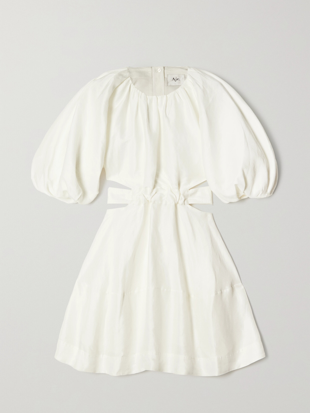 Aje - Mimosa Cutout Tie-detailed Linen-blend Mini Dress - Ivory