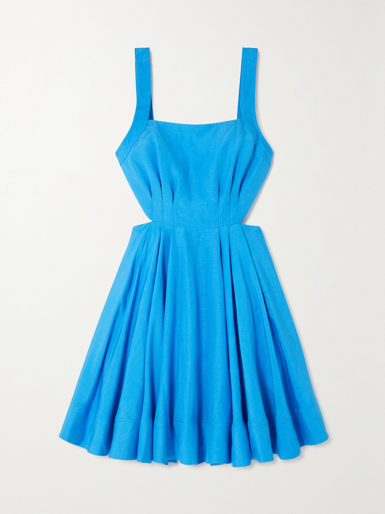 Aje Clara Tie-detailed Gathered Linen-blend Mini Dress - Blue