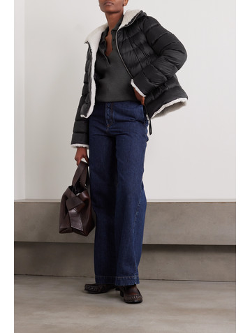 UTZON Jo convertible shearling and leather-trimmed quilted shell down jacket