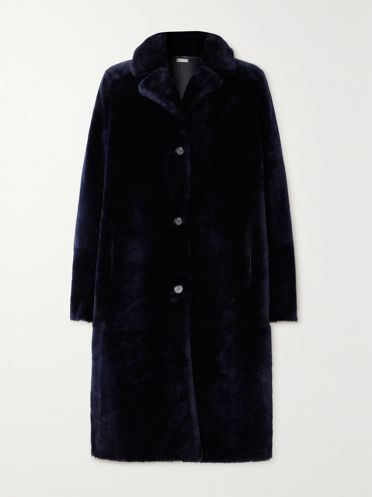 Shop Utzon Caprina Shearling Coat In Blue