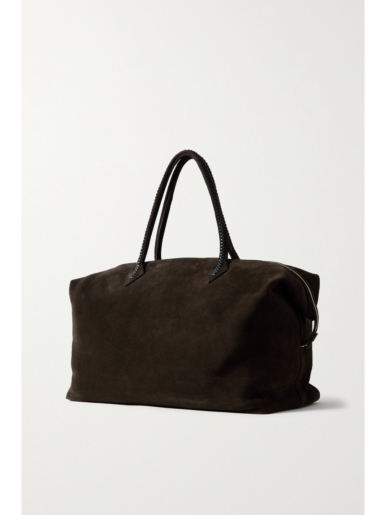 Shop Metier Perriand Large Leather-trimmed Suede Tote In Brown