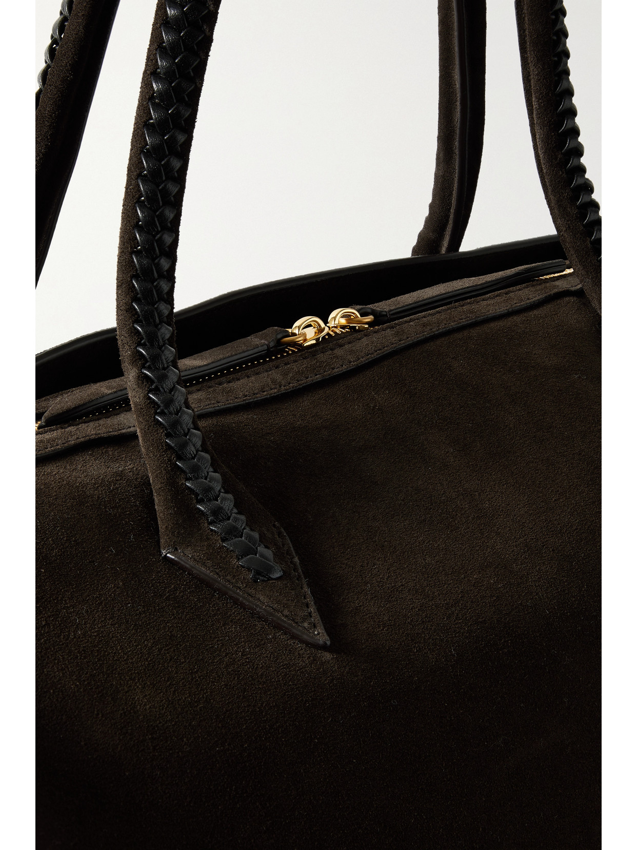Metier Perriand Large Leather-trimmed Suede Tote In Brown