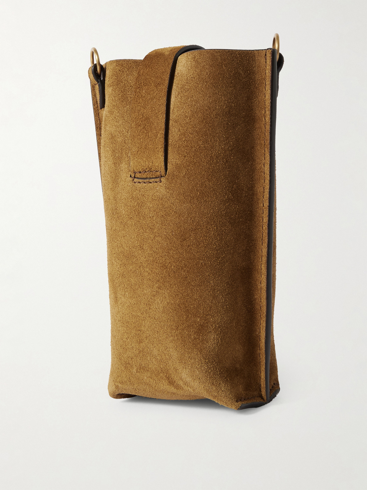 Metier Minimalist Double Suede Shoulder Bag In Brown