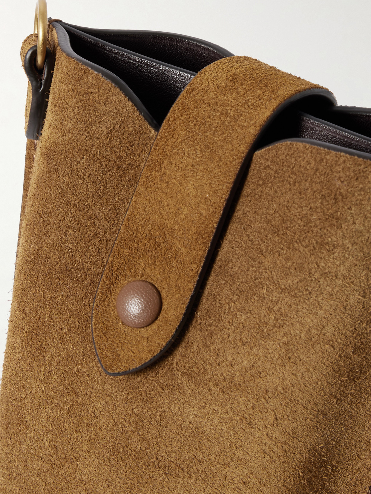 Metier Minimalist Double Suede Shoulder Bag In Brown