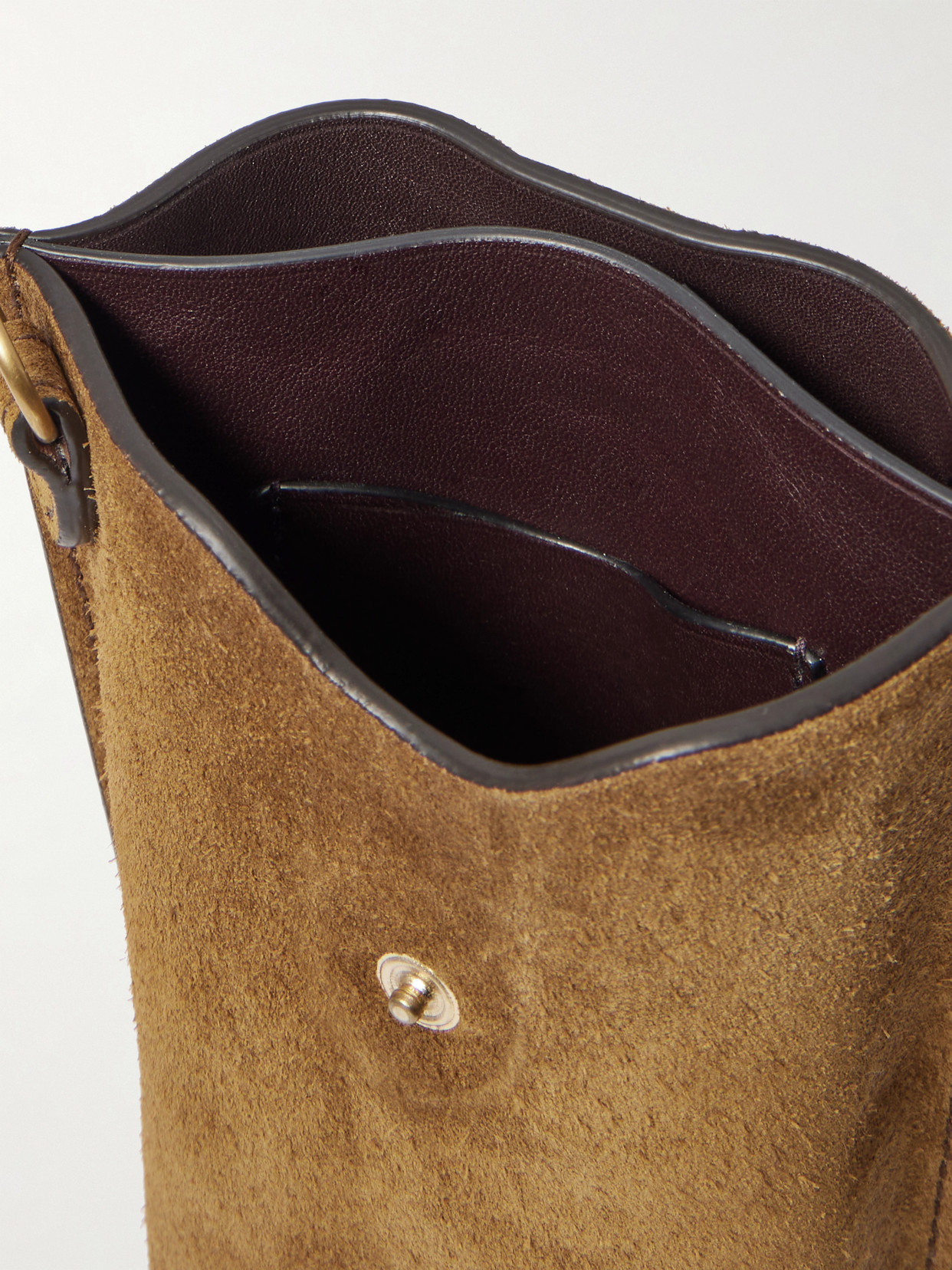 Metier Minimalist Double Suede Shoulder Bag In Brown