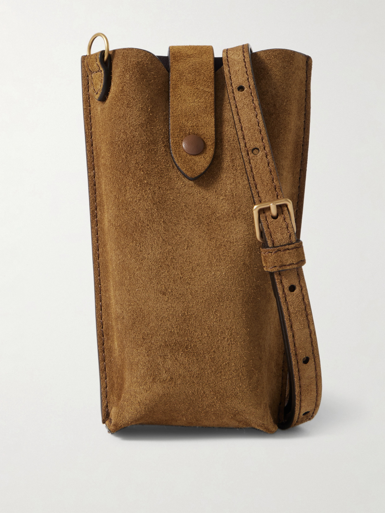Metier Minimalist Double Suede Shoulder Bag In Brown
