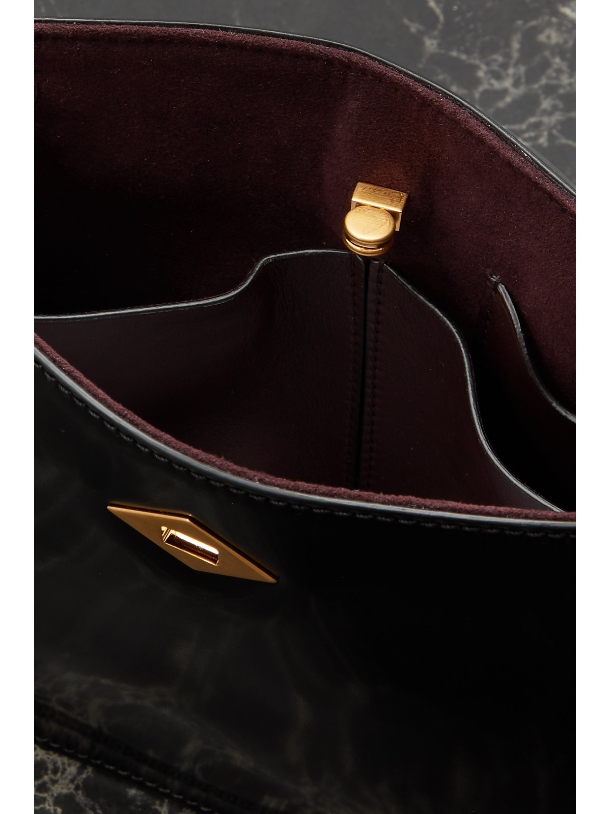 Métier - Stowaway Glossed-Leather Shoulder Bag