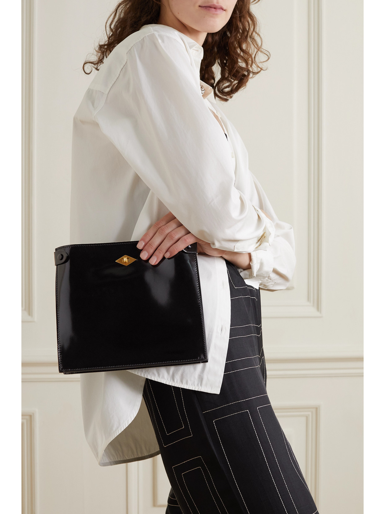 Métier - Stowaway Glossed-Leather Shoulder Bag