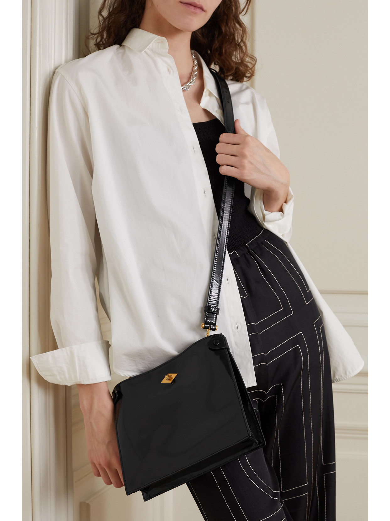 Métier - Stowaway Glossed-Leather Shoulder Bag