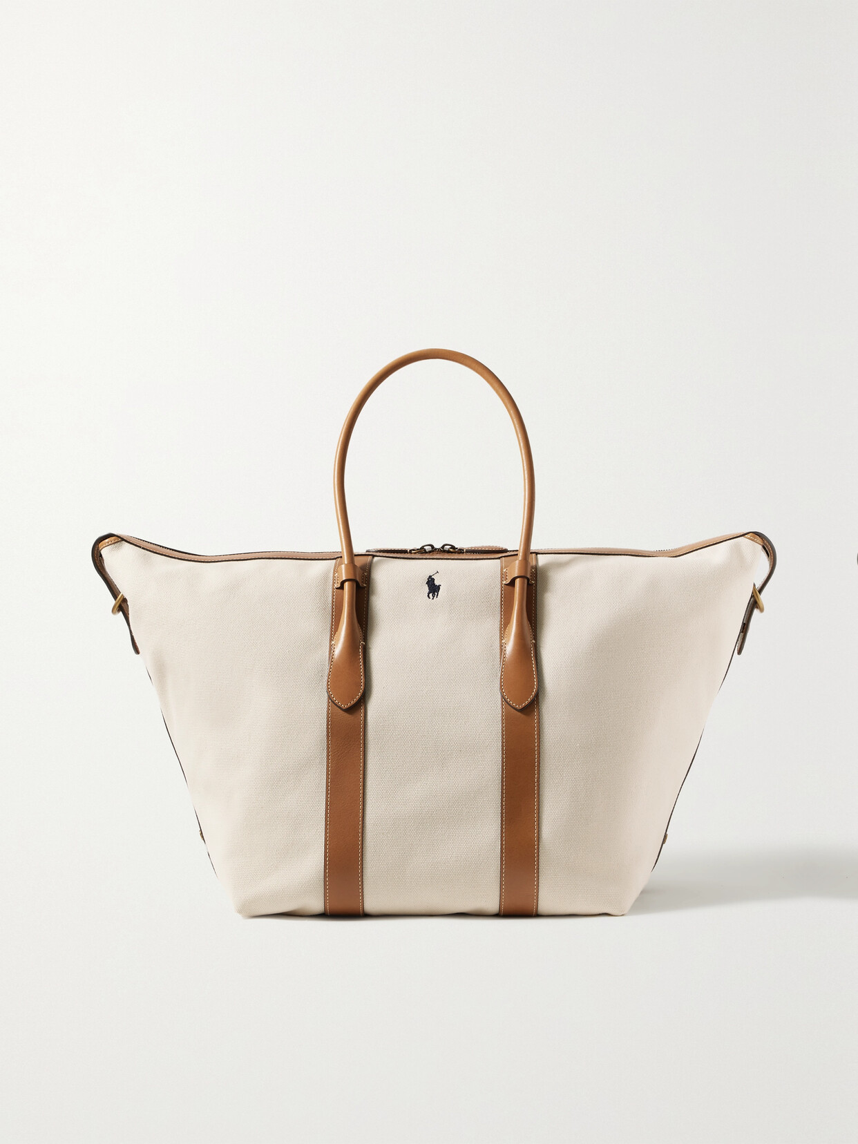 Polo Ralph Lauren - Extra Large Bellport Leather-trimmed Embroidered Canvas Tote - Cream