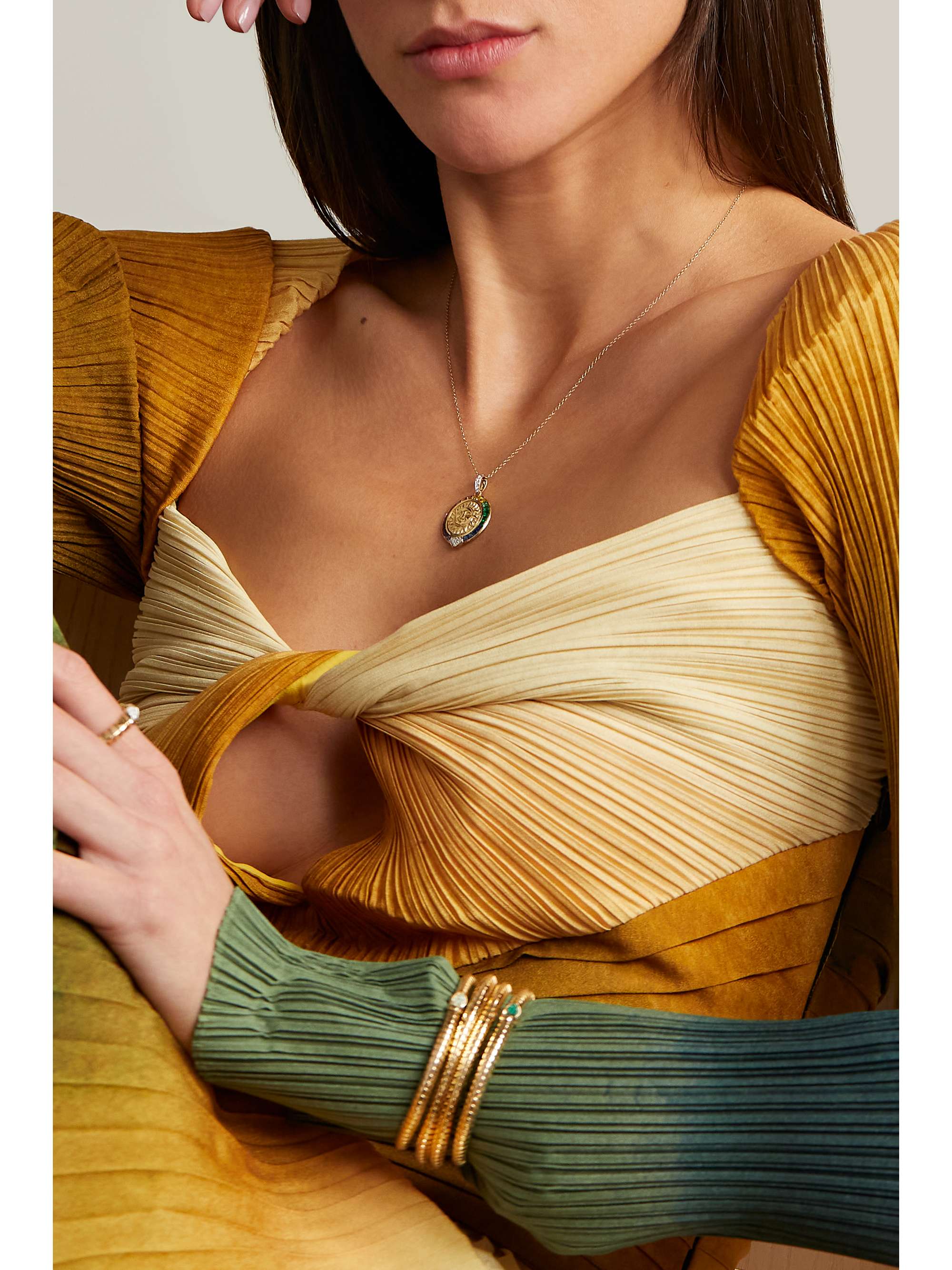 MARINA B Soleil 18-karat gold multi-stone necklace