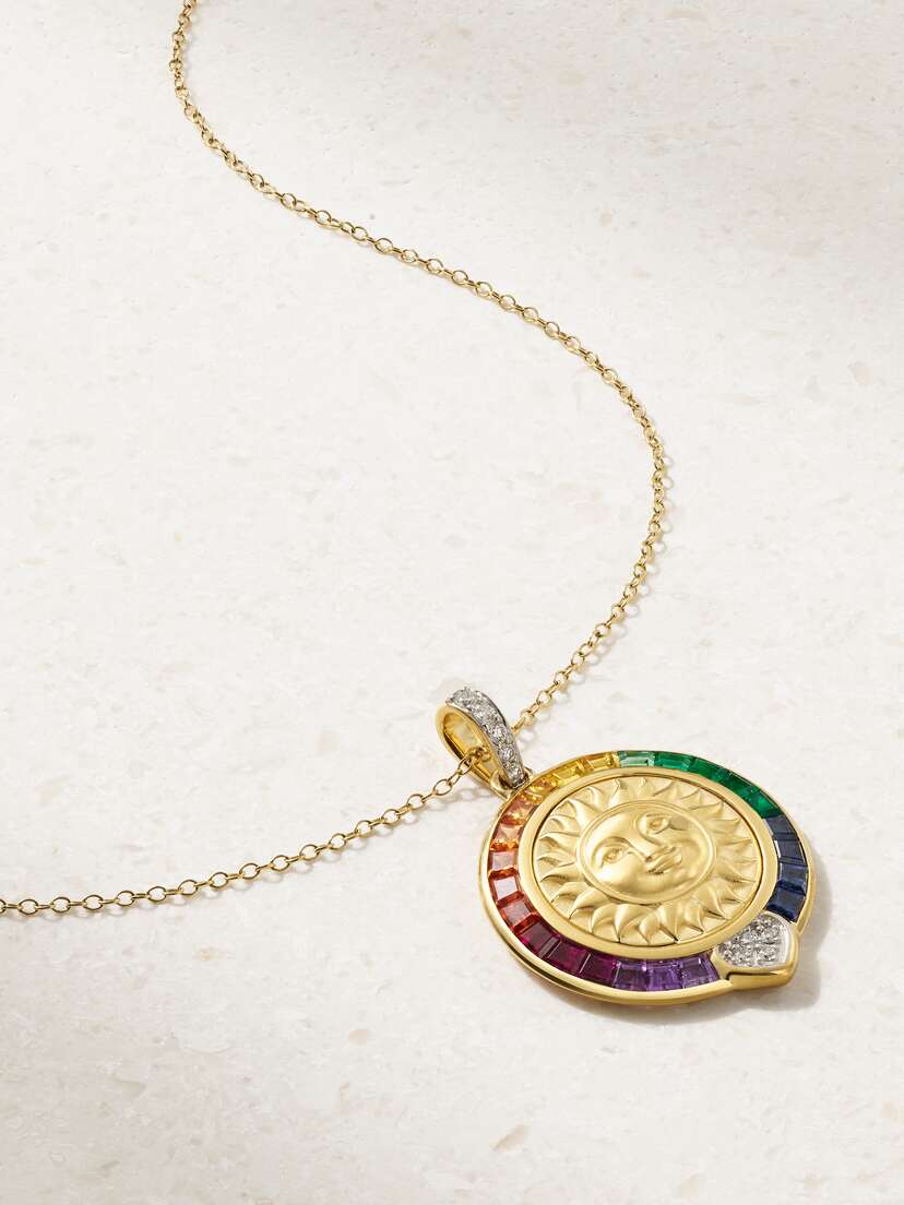 Marina B Soleil Rainbow 18-karat Gold Multi-stone Necklace