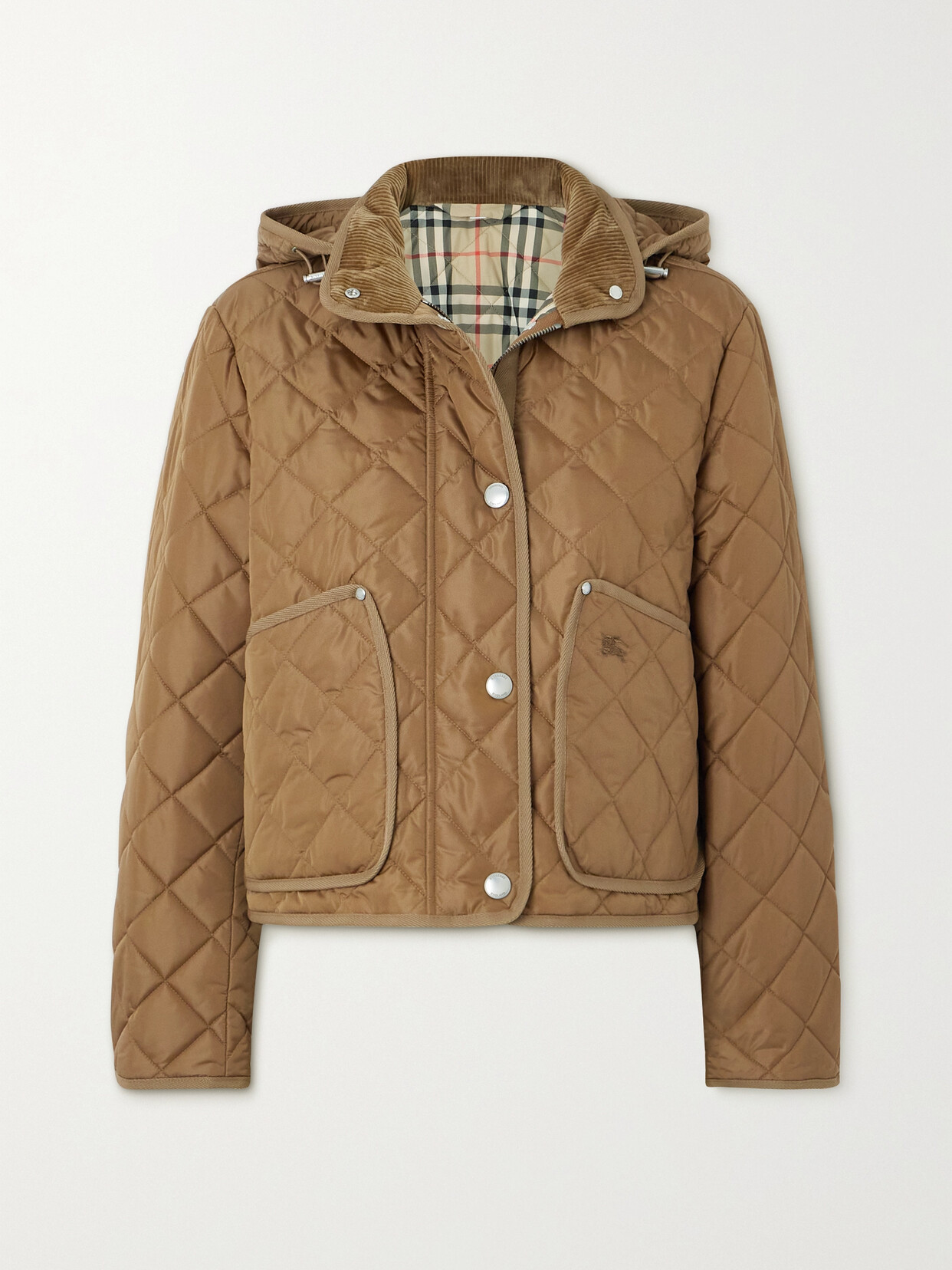 Shop Burberry Grosgrain-trimmed Quilted Shell Jacket In Brown