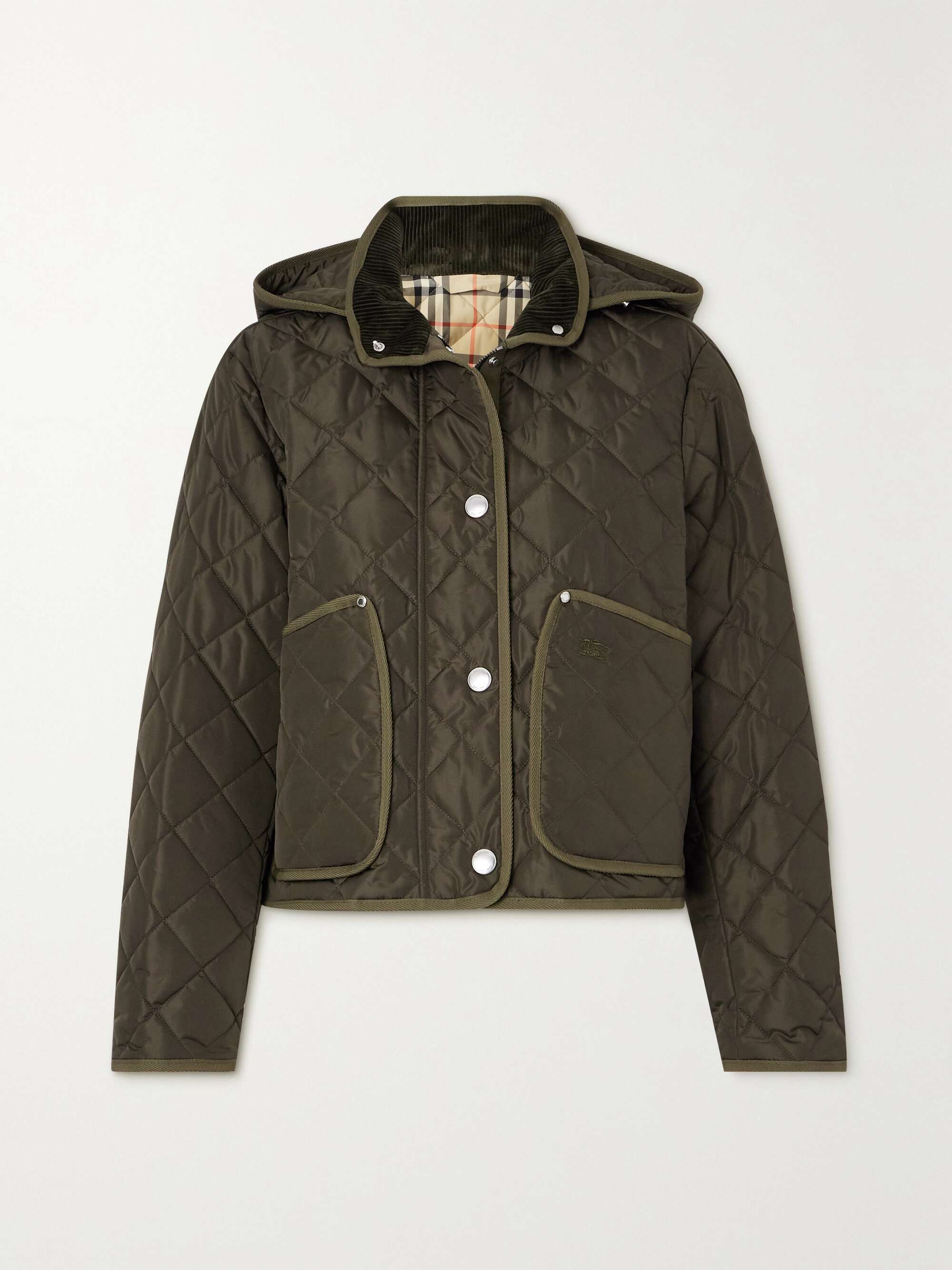 BURBERRY Grosgrain-trimmed quilted shell jacket | NET-A-PORTER