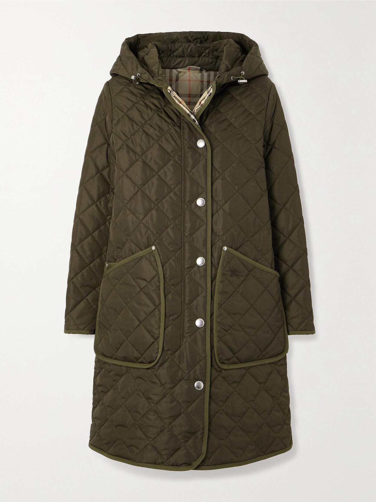 Shop Burberry Quilted Shell Coat In Green