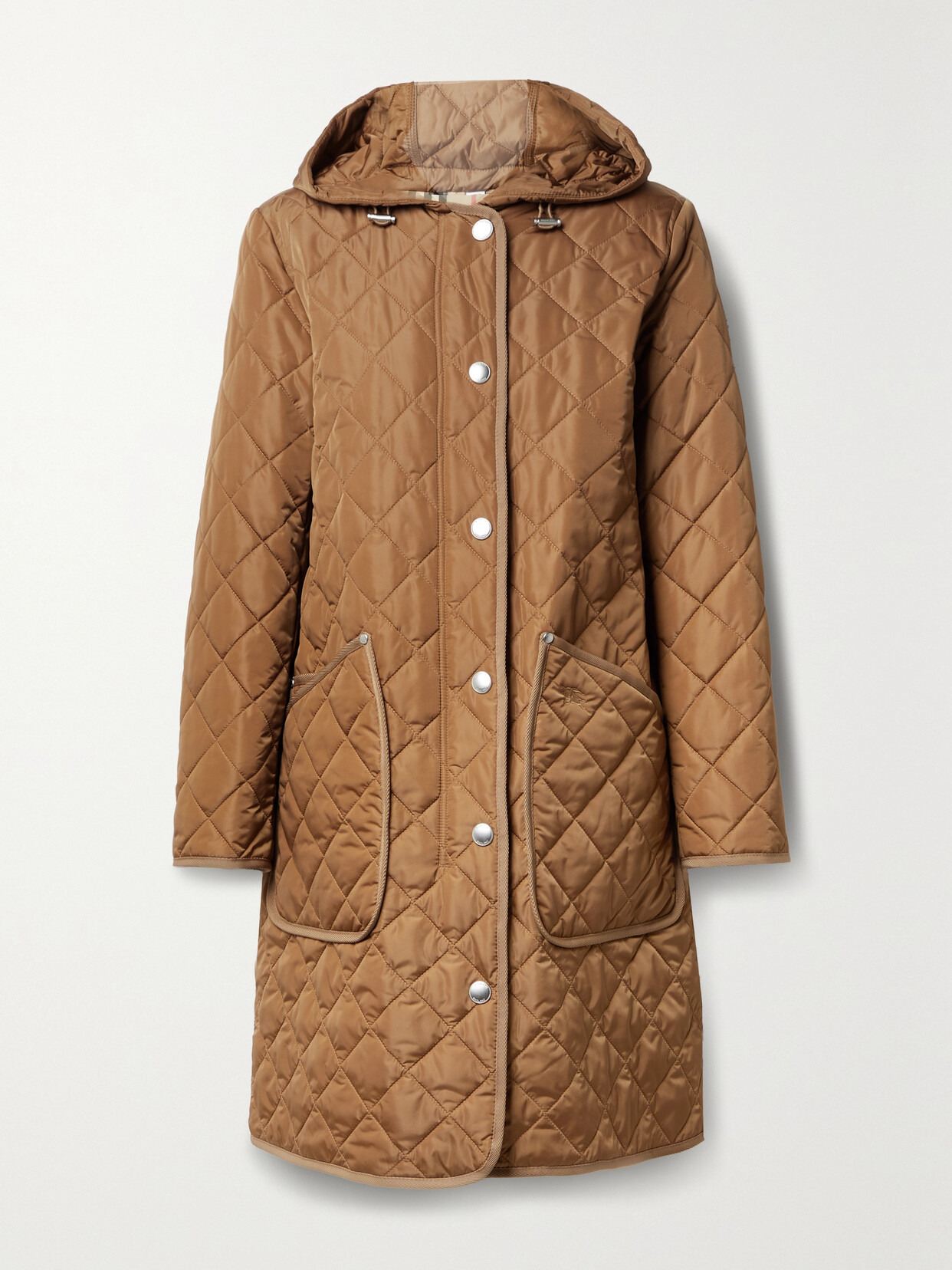 Shop Burberry Hooded Quilted Padded Shell Coat In Brown