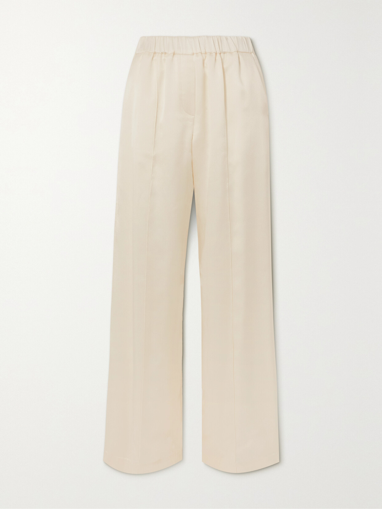 Loewe - Pleated Silk-satin Straight-leg Pants - White