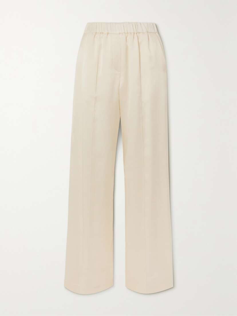 Loewe Pleated Silk-satin Straight-leg Pants - x large