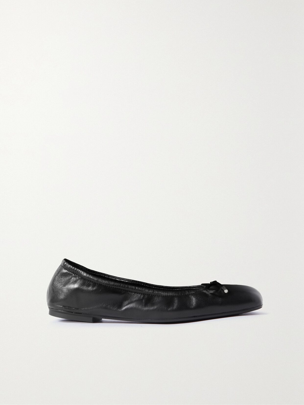 Stuart Weitzman - Bardot Leather Ballet Flats - Black