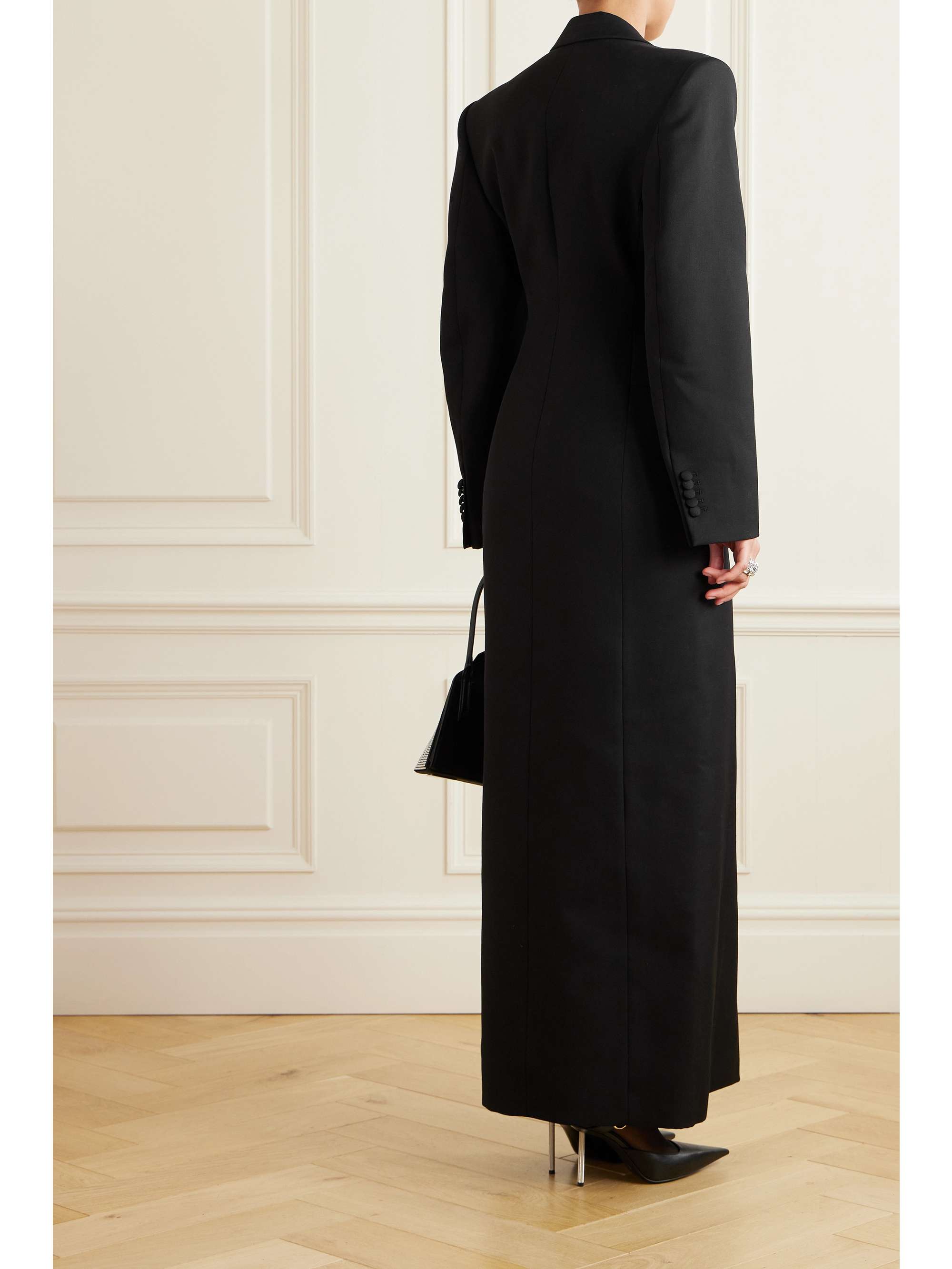 WARDROBE.NYC Doublebreasted silksatin trimmed wool coat NETAPORTER