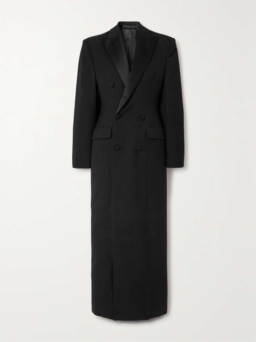 Wardrobe.NYC Double-breasted Silk-satin Trimmed Wool Coat - x large