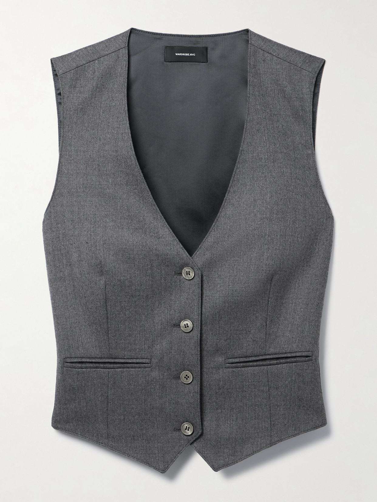 Shop Wardrobe.nyc Cropped Wool-twill Vest In Gray