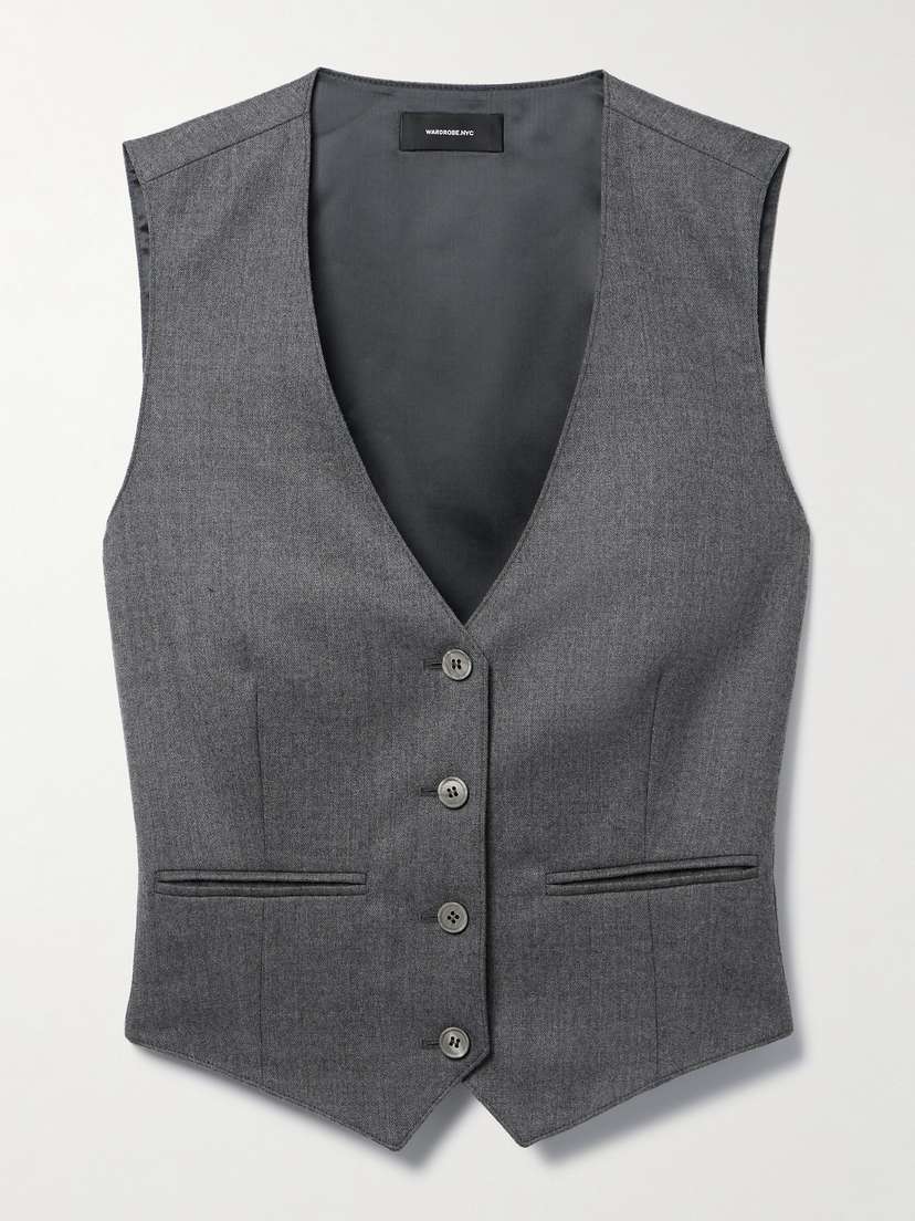 Wardrobe.NYC Cropped Wool-twill Vest