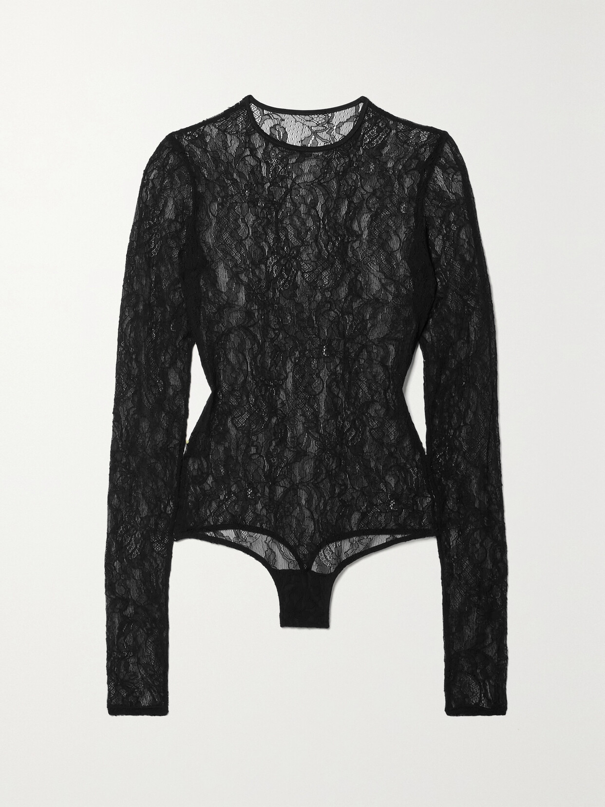 Wardrobe.nyc Stretch-lace Thong Bodysuit In Black