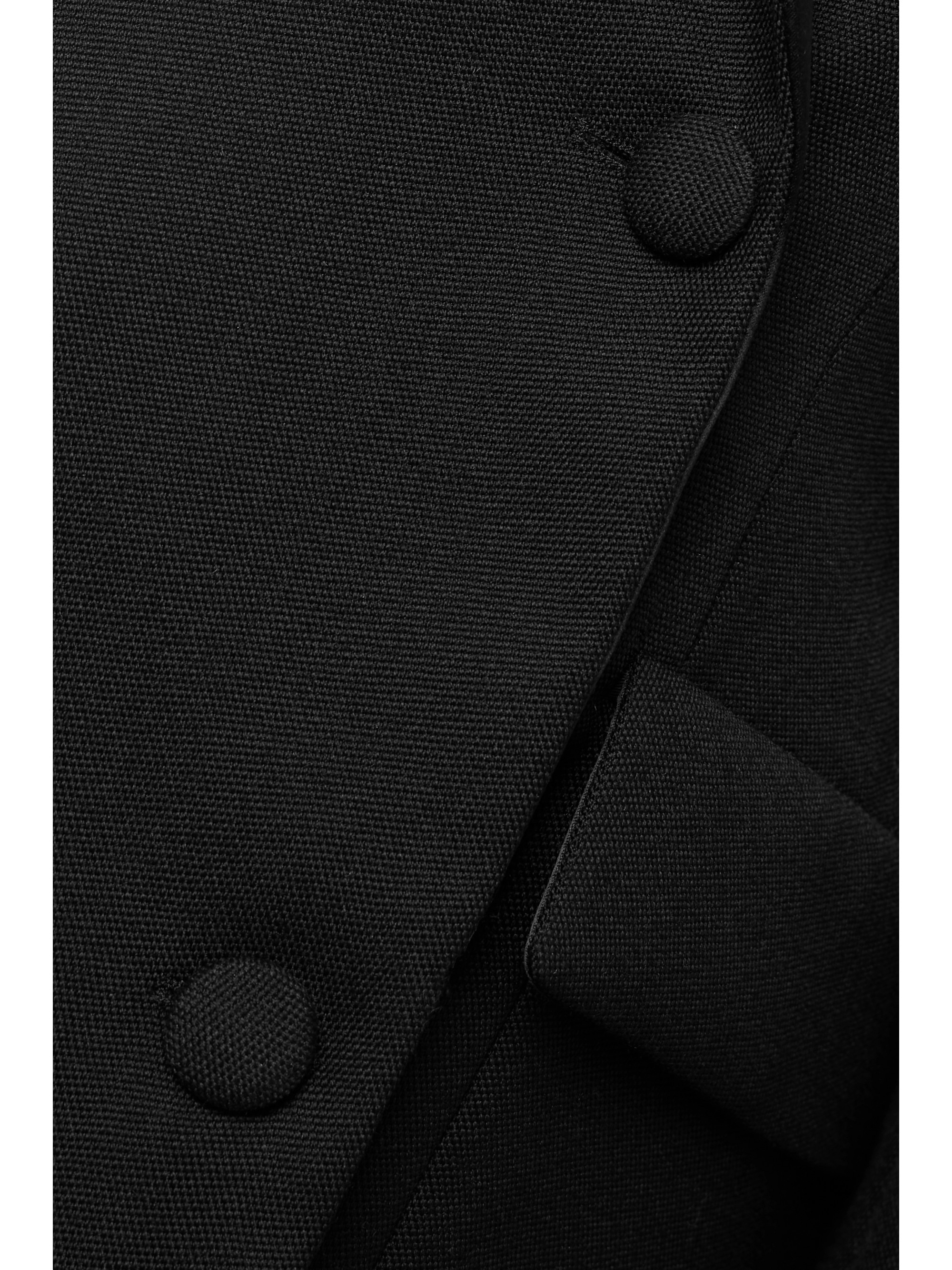 Wardrobe.NYC Silk-satin trimmed double-breasted grain de poudre wool mini dress