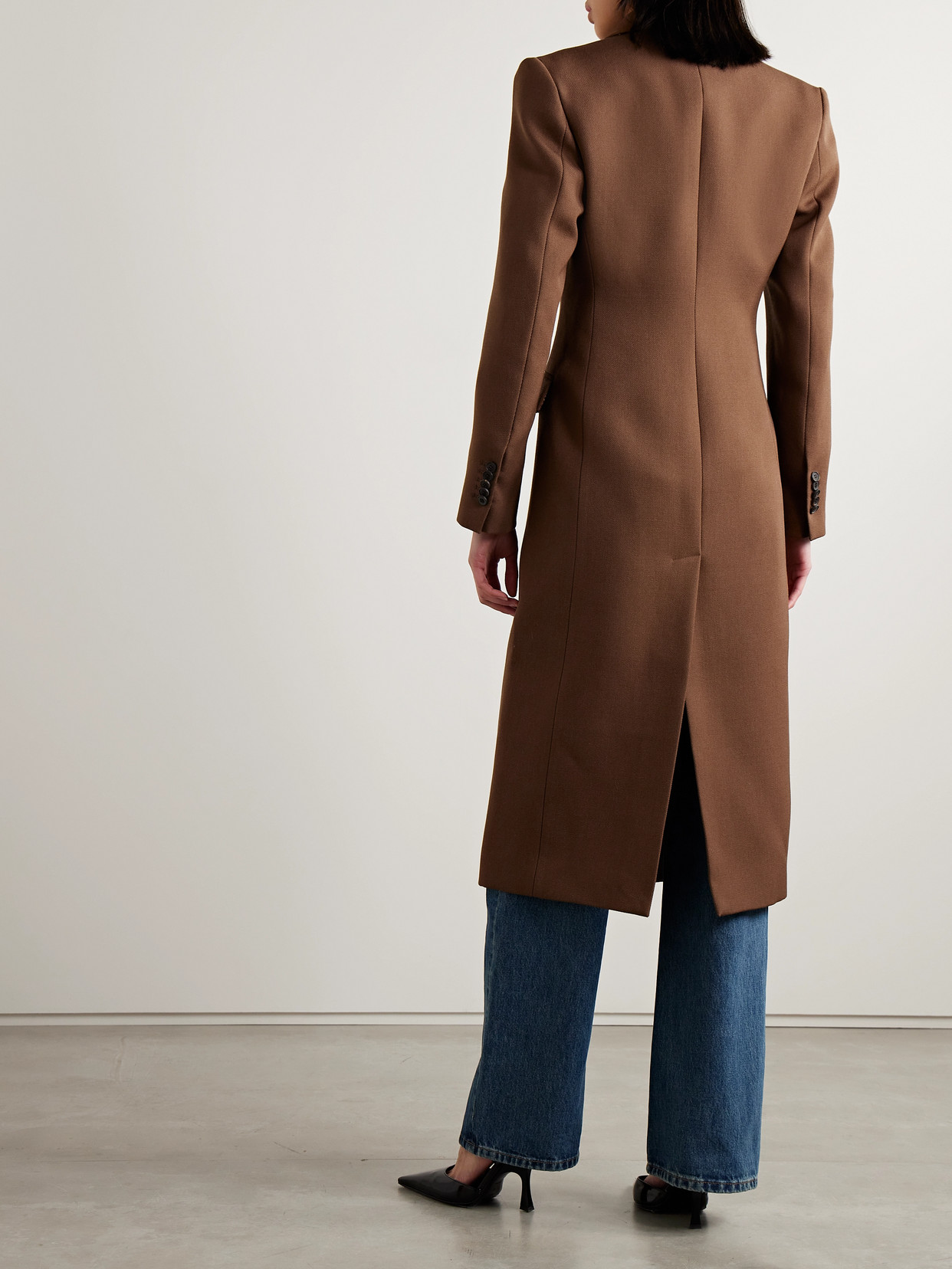 Shop Wardrobe.nyc Double-breasted Wool-twill Coat In Brown