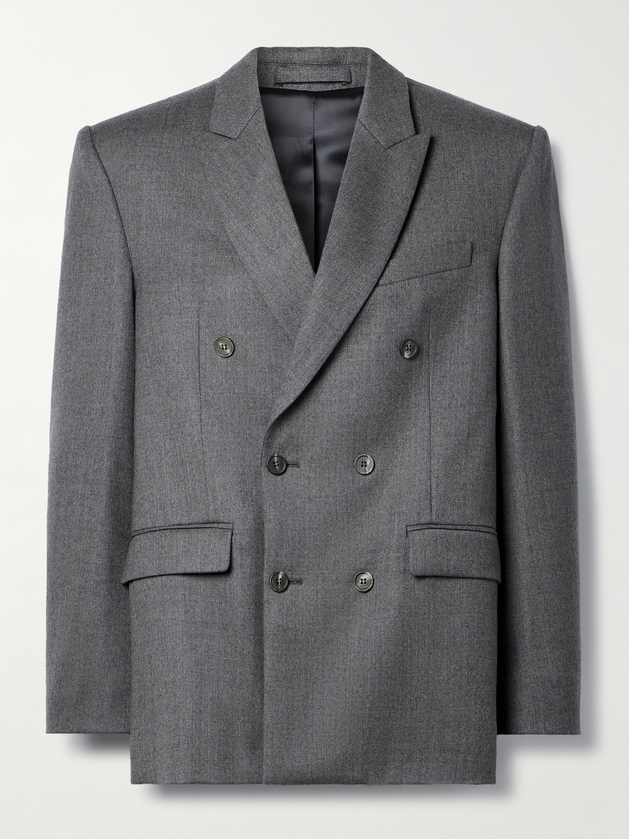 WARDROBE. NYC - Double-breasted Wool-blend Twill Blazer - Gray