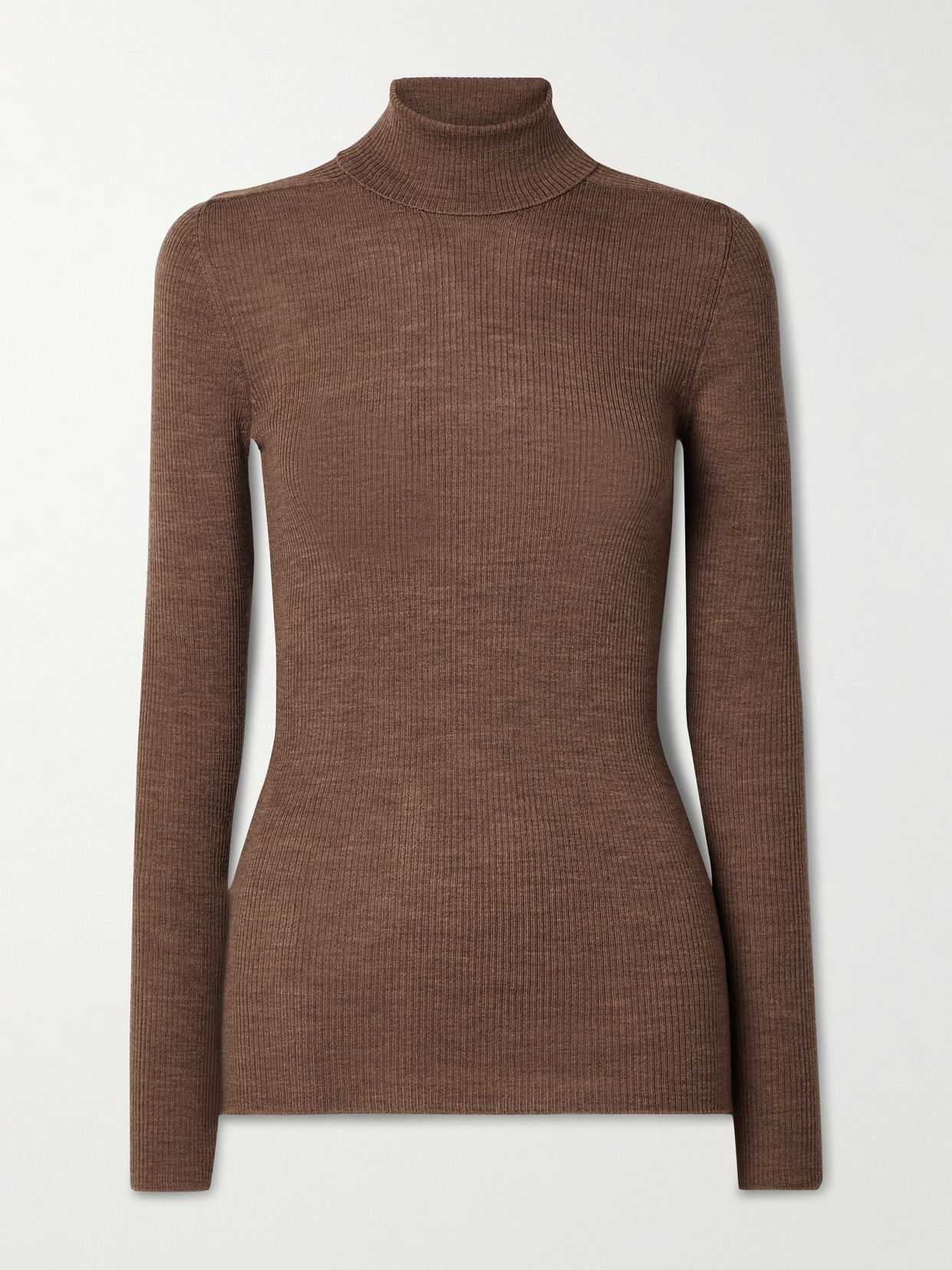 Wardrobe.nyc Ribbed Wool Turtleneck Sweater In Brown