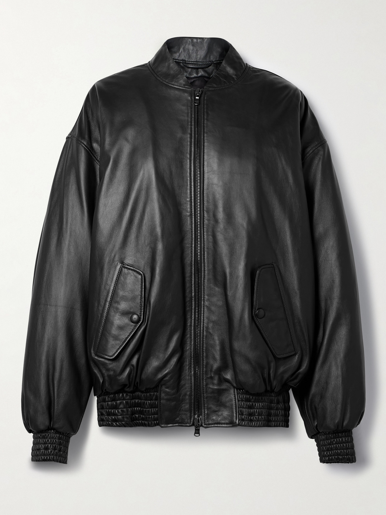 Shop Wardrobe.nyc Leather Bomber Jacket In Black