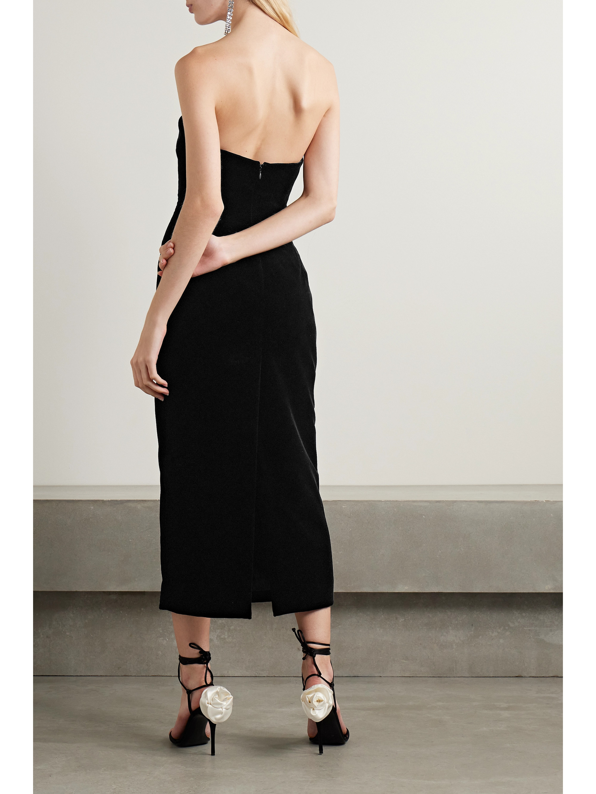 Wardrobe.NYC Strapless velvet midi dress