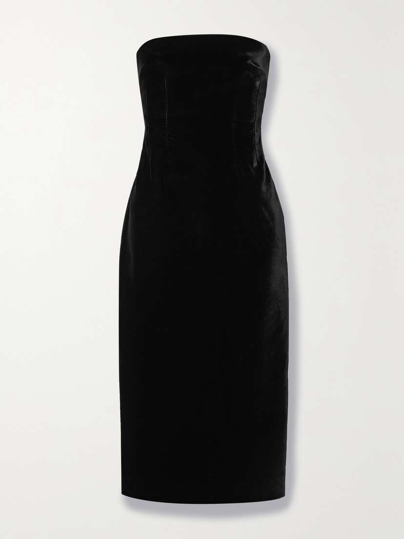 Wardrobe.NYC Strapless Velvet Midi Dress
