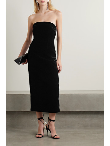 Wardrobe.NYC Strapless velvet midi dress